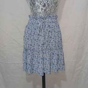 ROMWE Blue Floral Mini Skirt